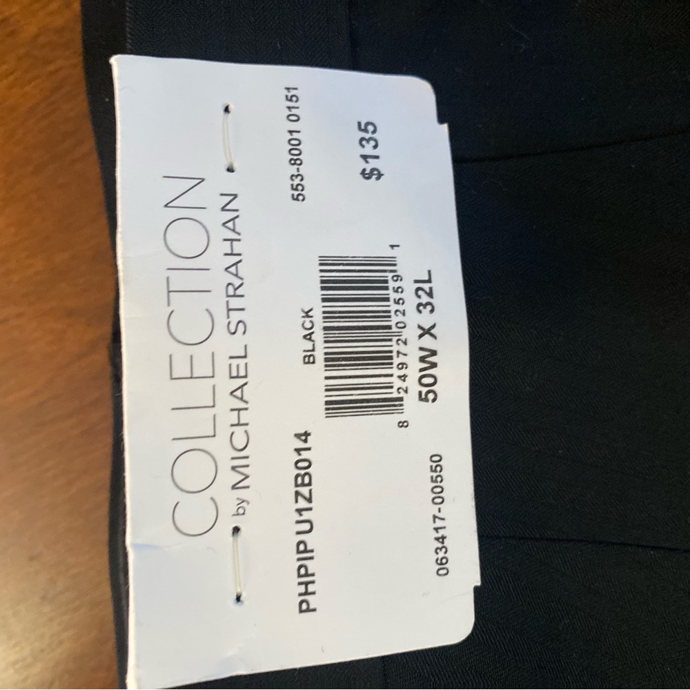 NEW Collection By Michael Strahan Men Black Dress Pant Sz 50W X 32L #8